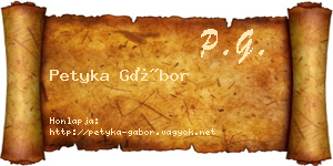 Petyka Gábor névjegykártya